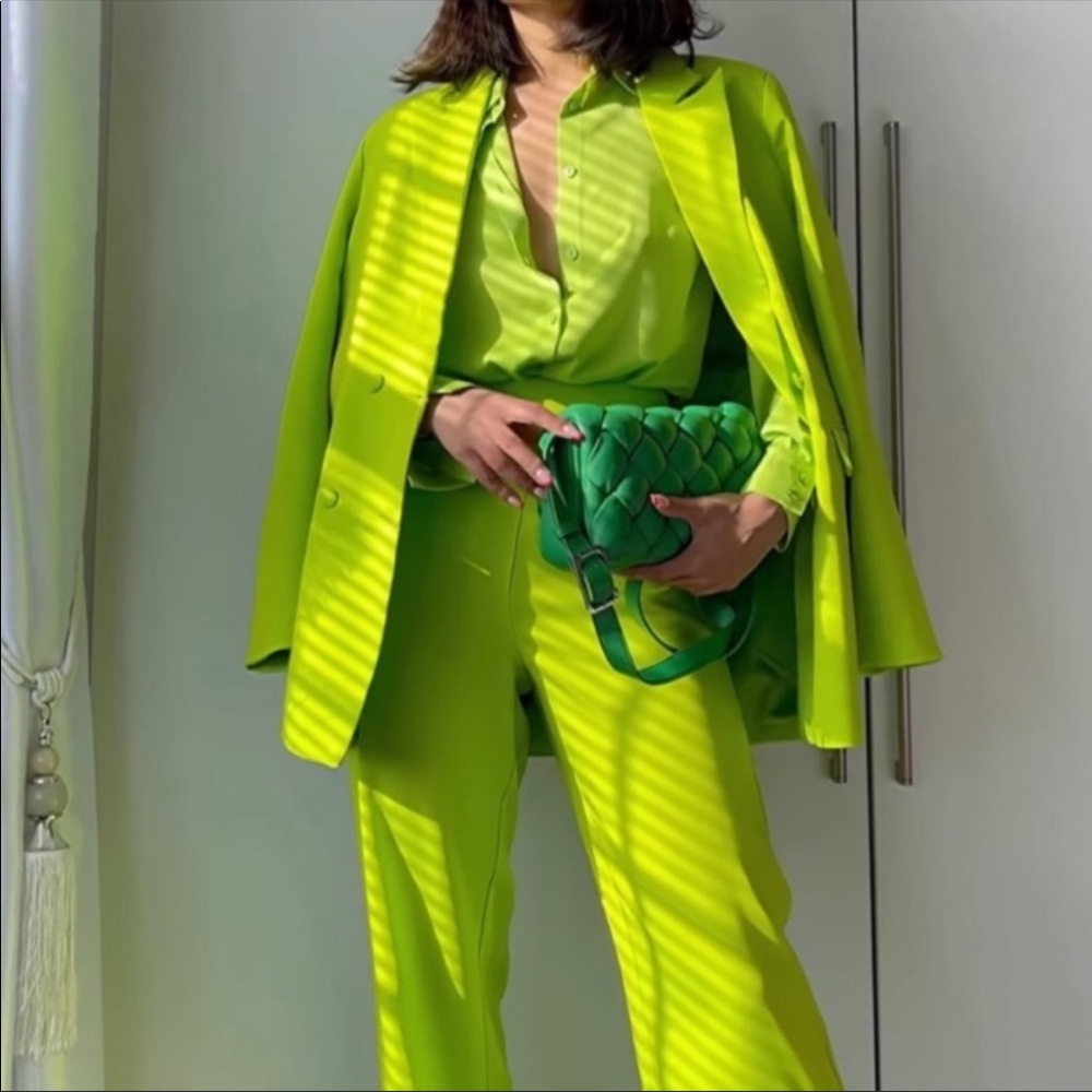 NWT Zara Lime Green Blazer - Picture 3 of 11